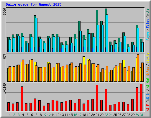 Daily usage for August 2025