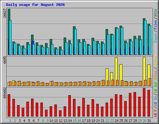 Daily usage for August 2026